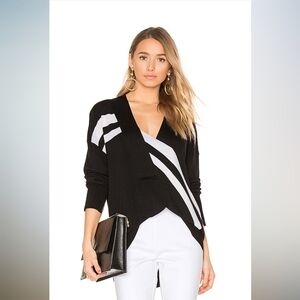 Rag and Bone Grace Striped Merino V-Neck Sweater Black and White XXS